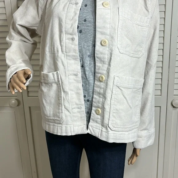 EVERLANE Women's Corduroy Chore Jacket Shacket in Bone Large - Picture 8 of 15